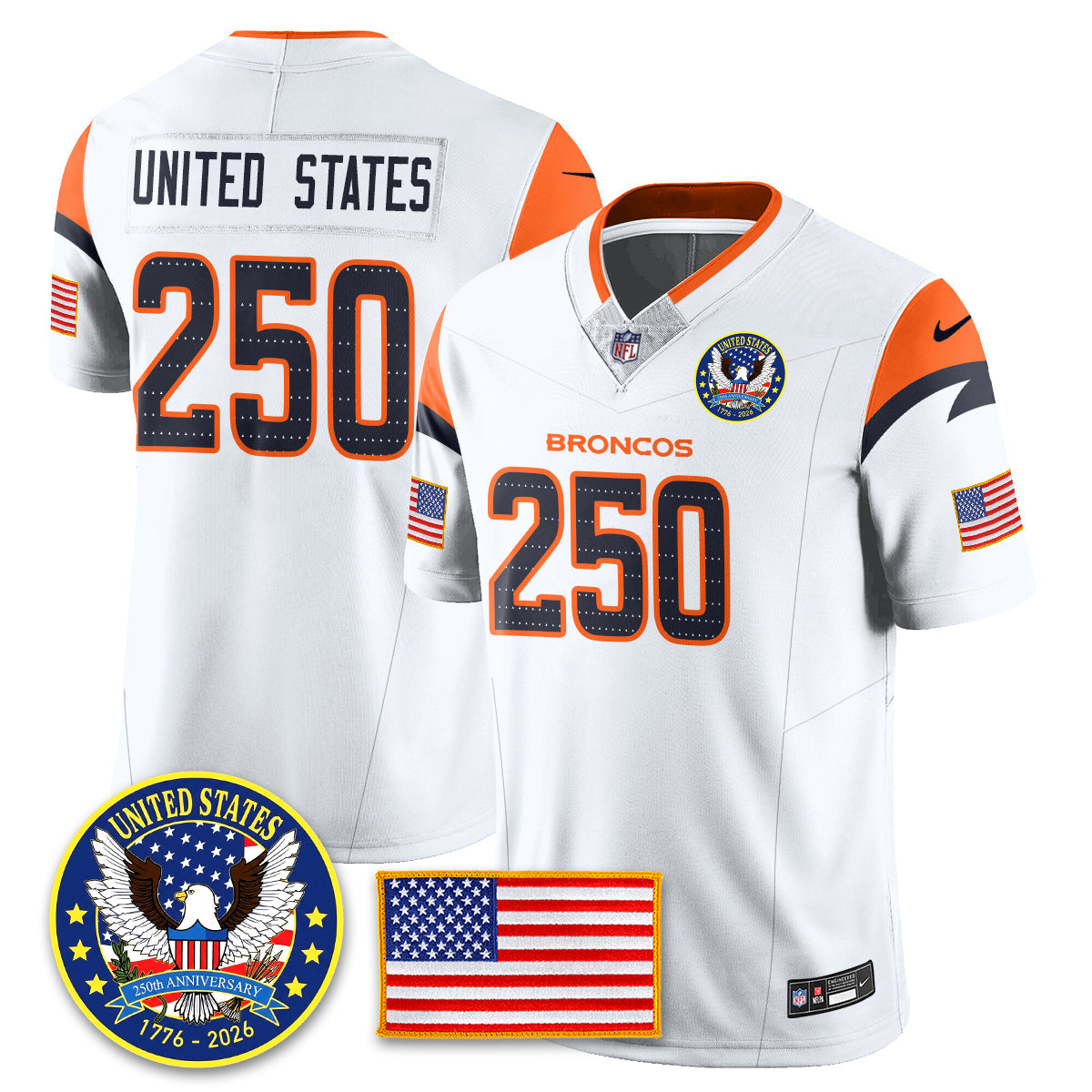 DEN "United States 250th Anniversary Patch" Vapor Limited Jersey - Stitched