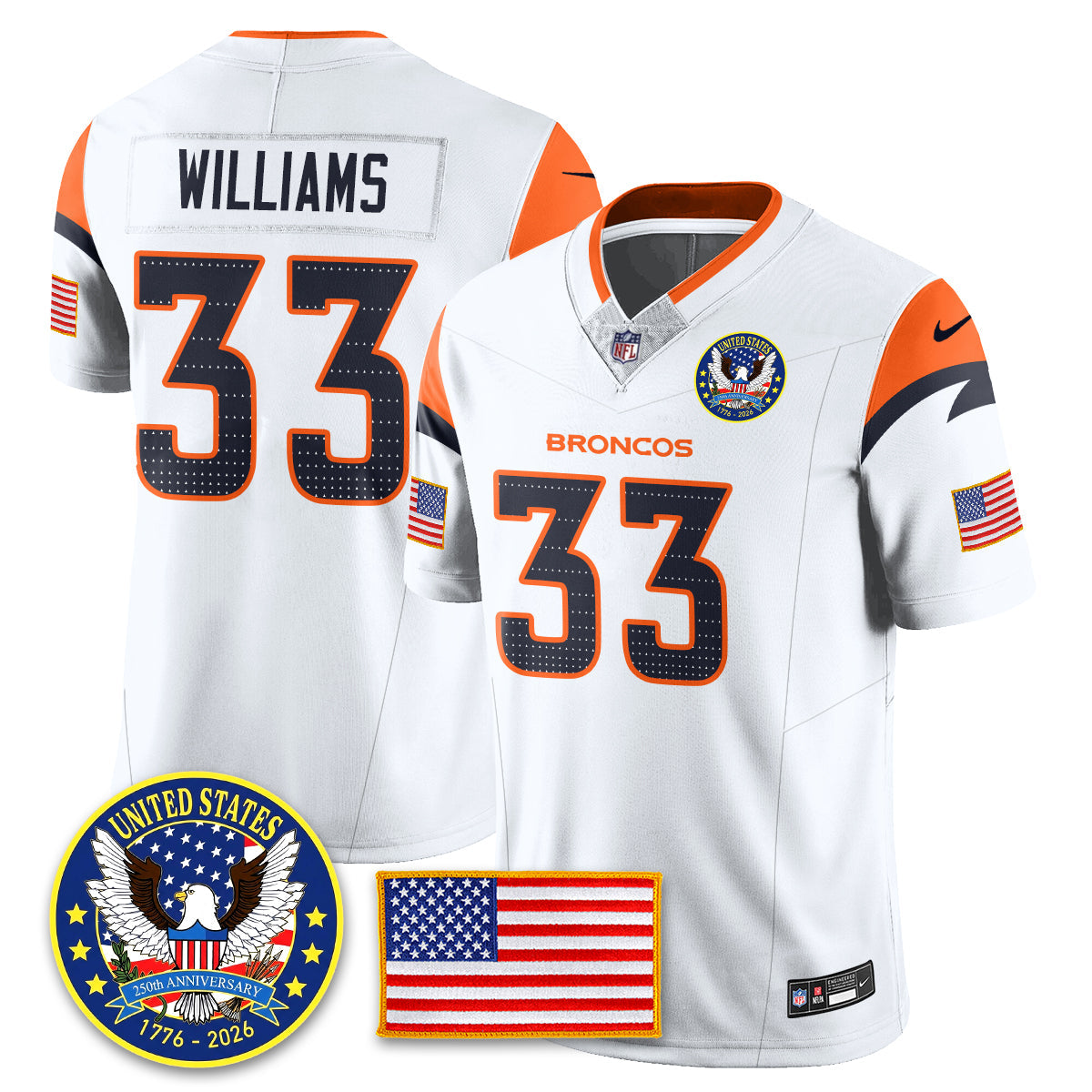 DEN "United States 250th Anniversary Patch" Vapor Limited Jersey - Stitched