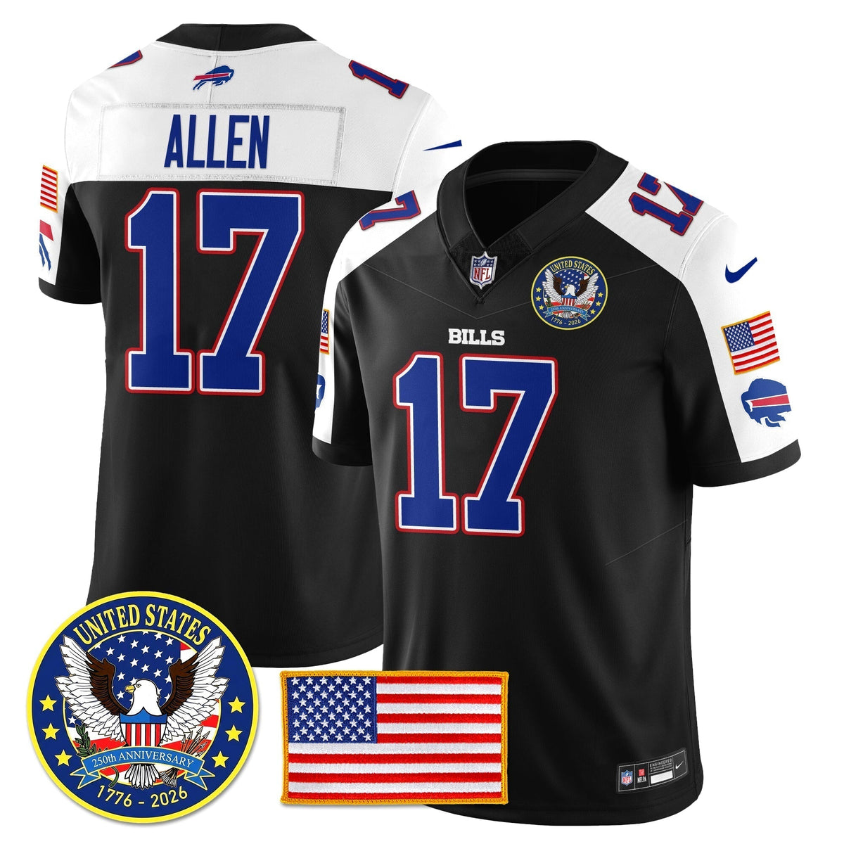 BUF "United States 250th Anniversary Patch" Vapor Limited Jersey - Stitched