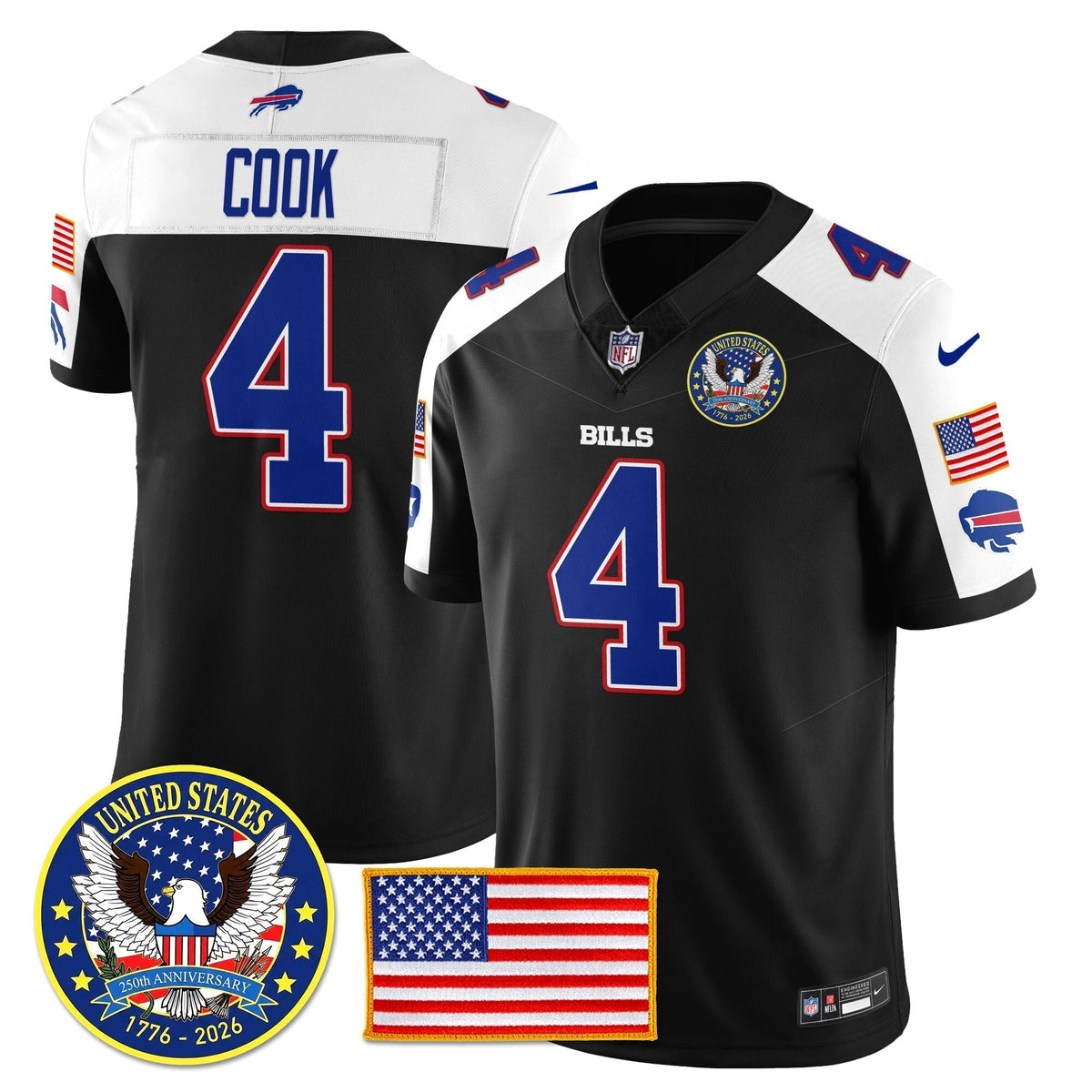 BUF "United States 250th Anniversary Patch" Vapor Limited Jersey - Stitched