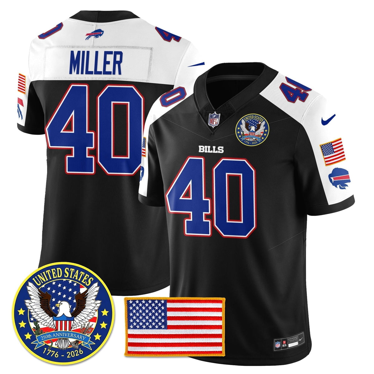 BUF "United States 250th Anniversary Patch" Vapor Limited Jersey - Stitched