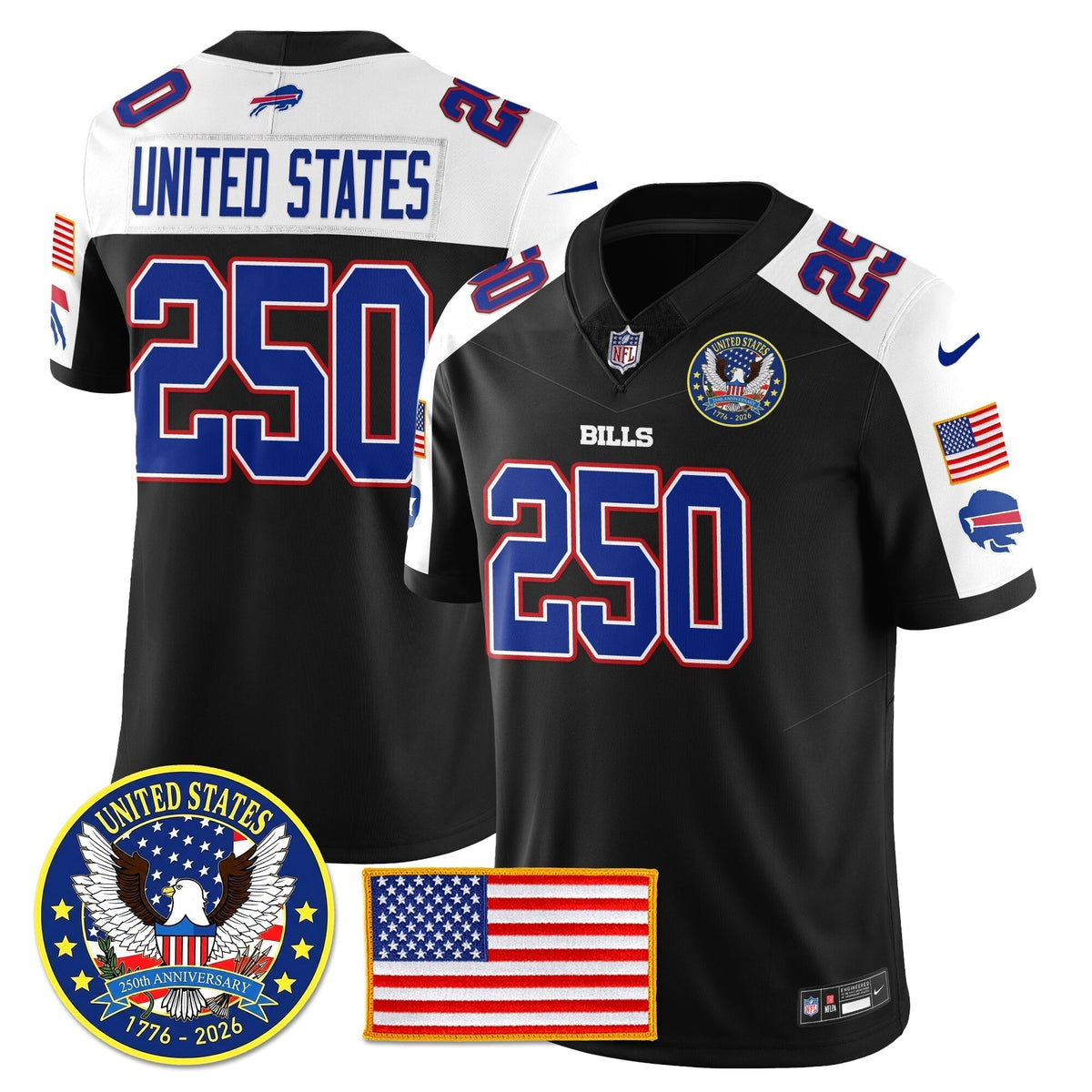 BUF "United States 250th Anniversary Patch" Vapor Limited Jersey - Stitched