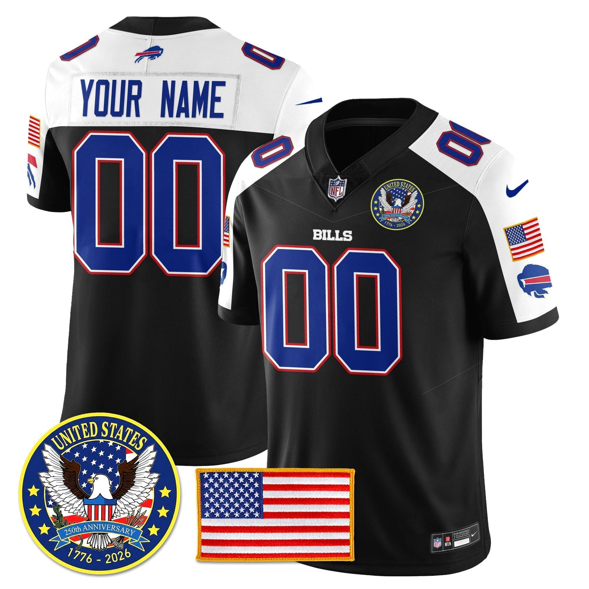 BUF "United States 250th Anniversary Patch" Vapor Limited Jersey - Stitched