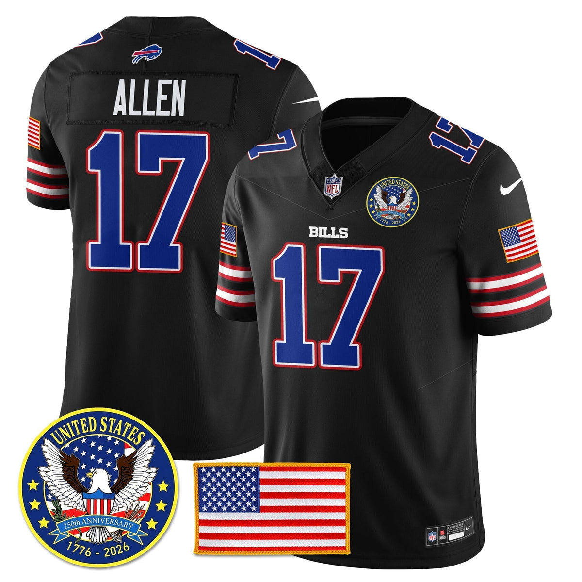 BUF "United States 250th Anniversary Patch" Vapor Limited Jersey - Stitched