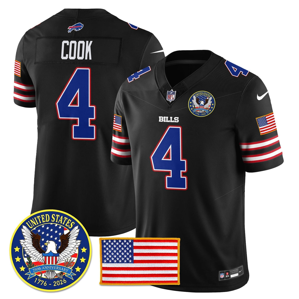 BUF "United States 250th Anniversary Patch" Vapor Limited Jersey - Stitched