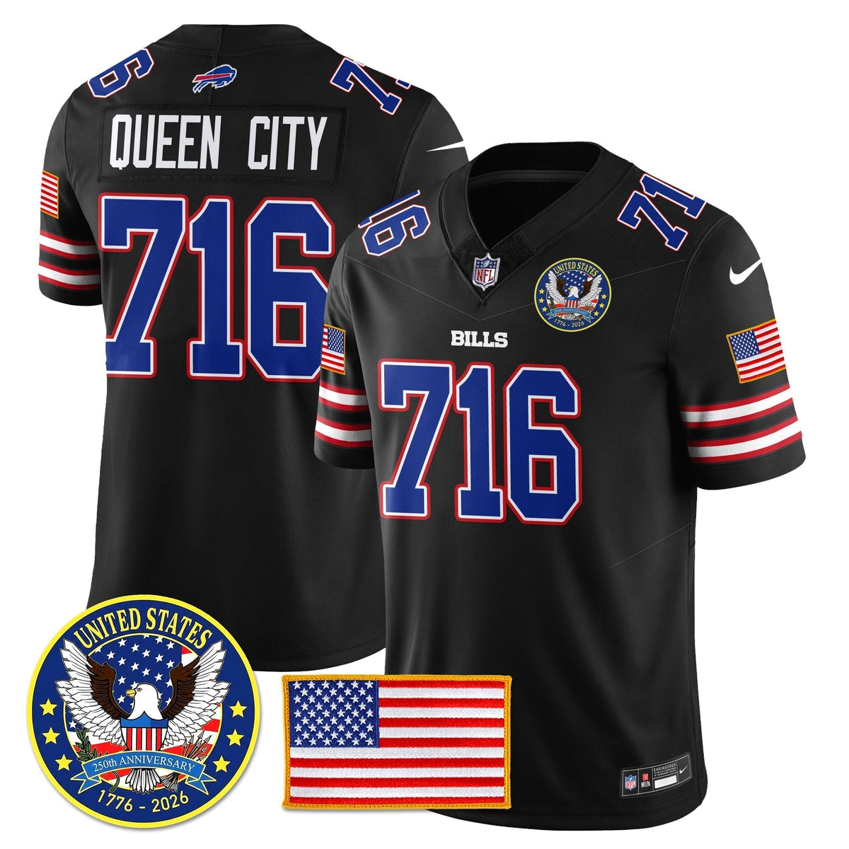 BUF "United States 250th Anniversary Patch" Vapor Limited Jersey - Stitched