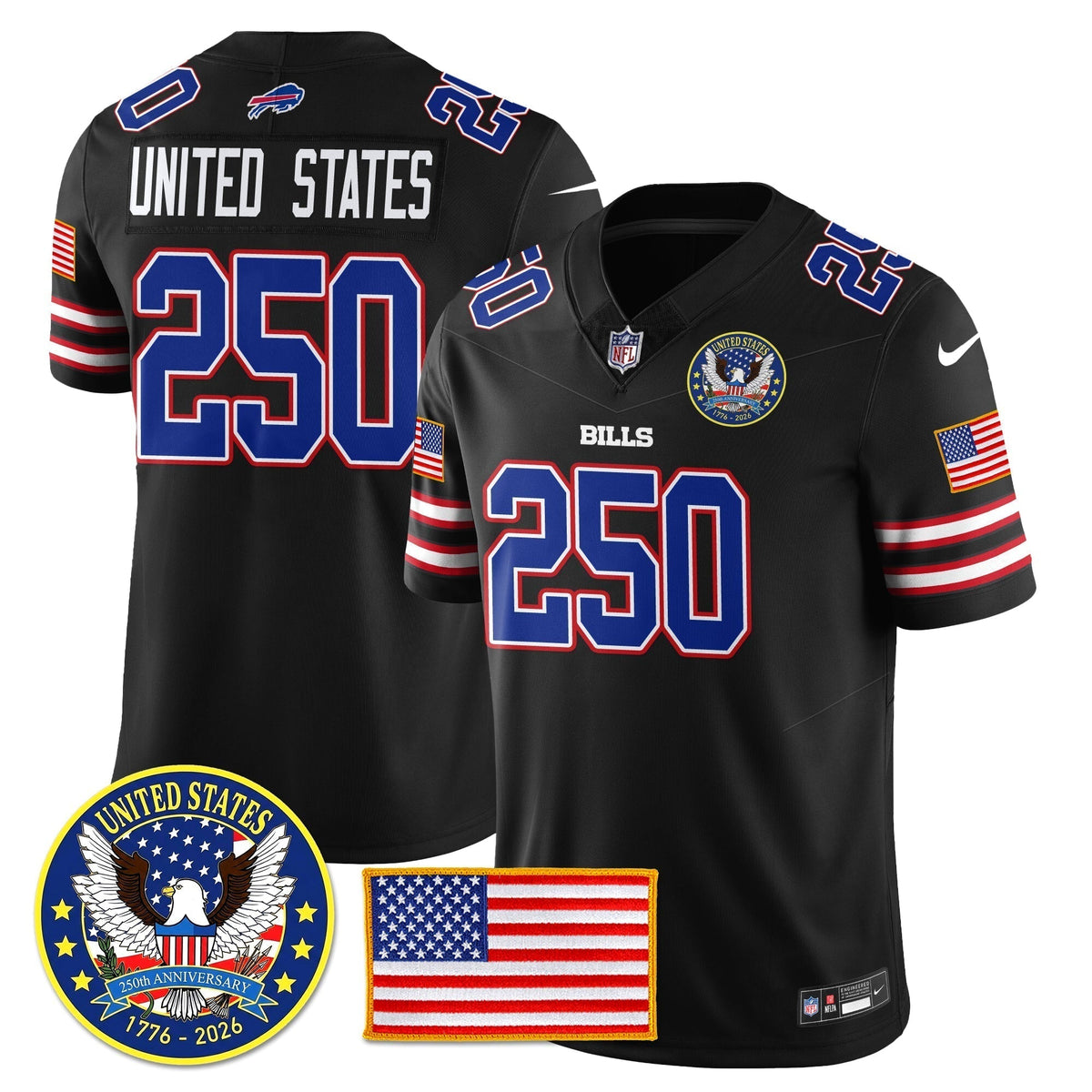 BUF "United States 250th Anniversary Patch" Vapor Limited Jersey - Stitched