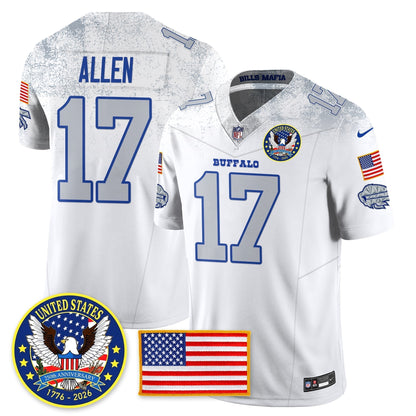 BUF "United States 250th Anniversary Patch" Vapor Limited Jersey - Stitched