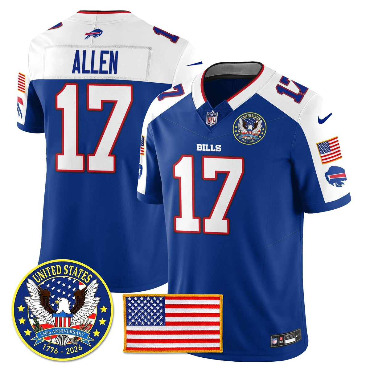 BUF "United States 250th Anniversary Patch" Vapor Limited Jersey - Stitched