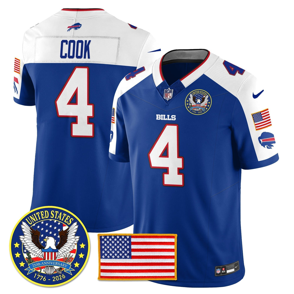 BUF "United States 250th Anniversary Patch" Vapor Limited Jersey - Stitched