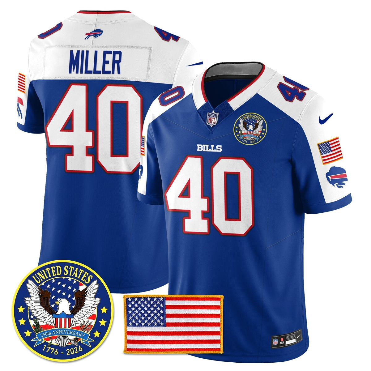 BUF "United States 250th Anniversary Patch" Vapor Limited Jersey - Stitched