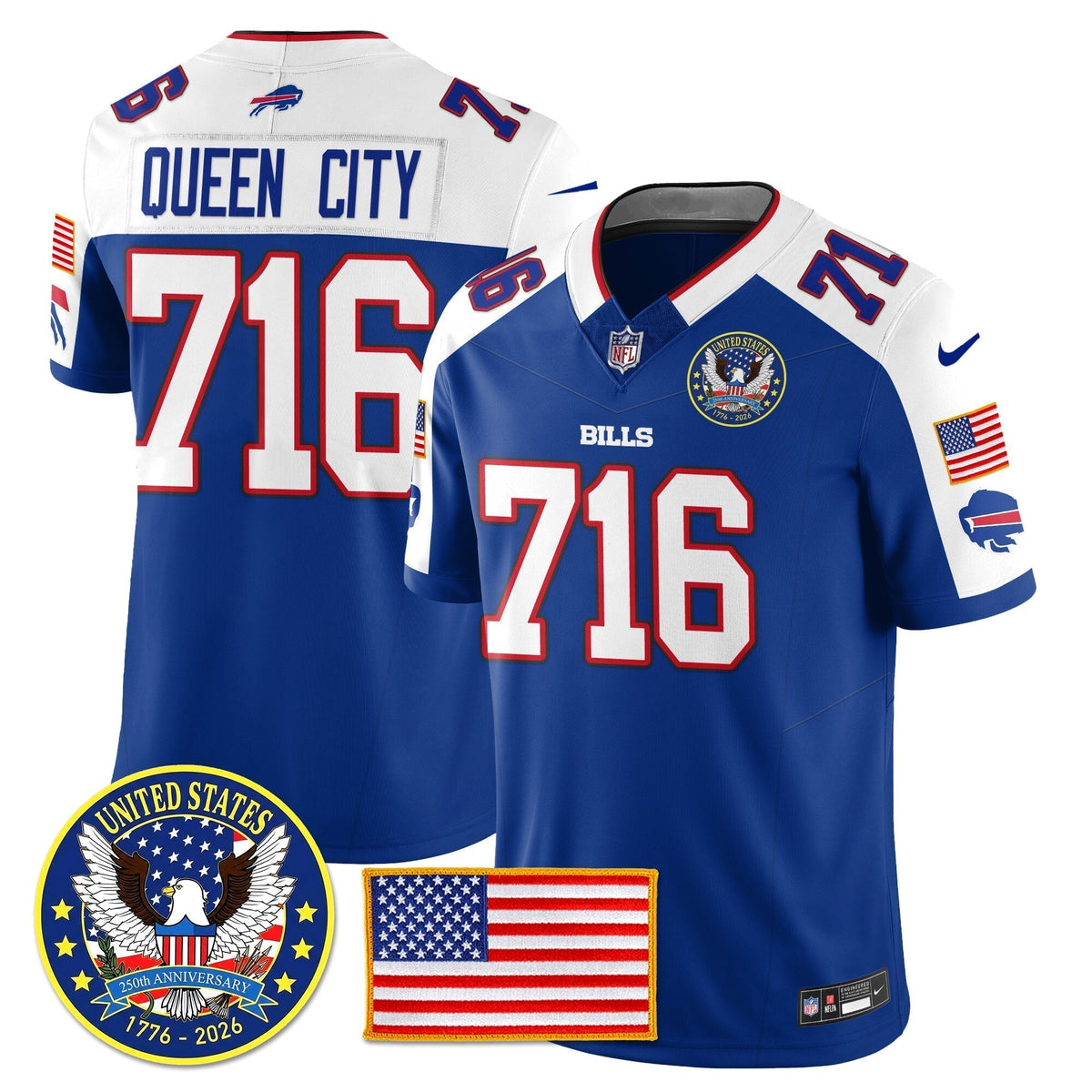 BUF "United States 250th Anniversary Patch" Vapor Limited Jersey - Stitched