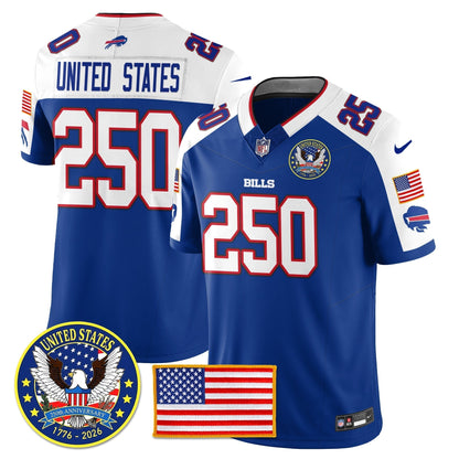 BUF "United States 250th Anniversary Patch" Vapor Limited Jersey - Stitched