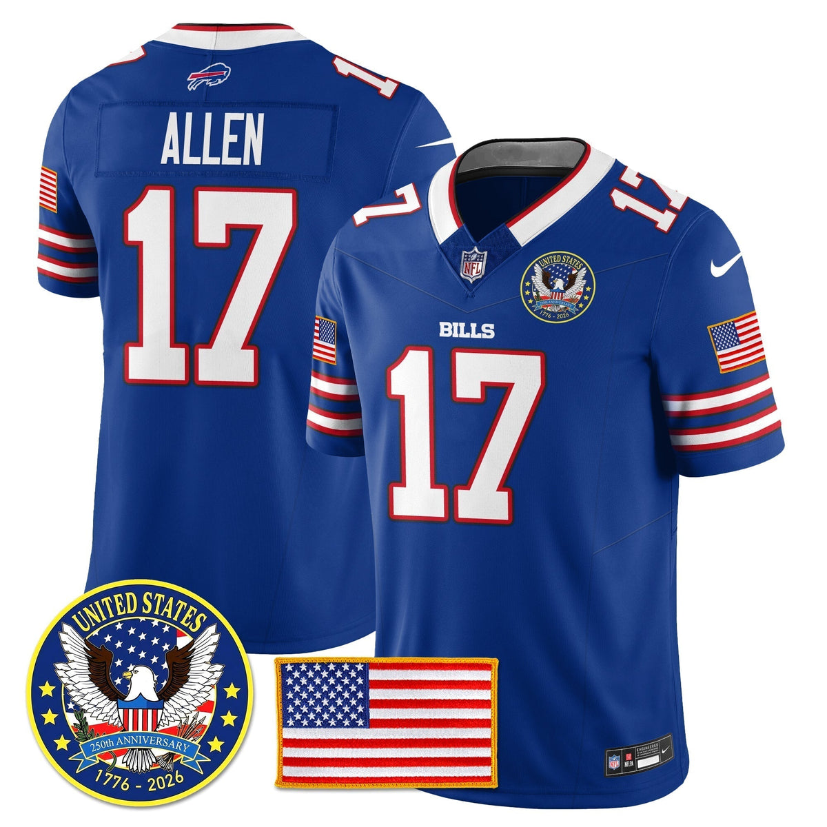 BUF "United States 250th Anniversary Patch" Vapor Limited Jersey - Stitched