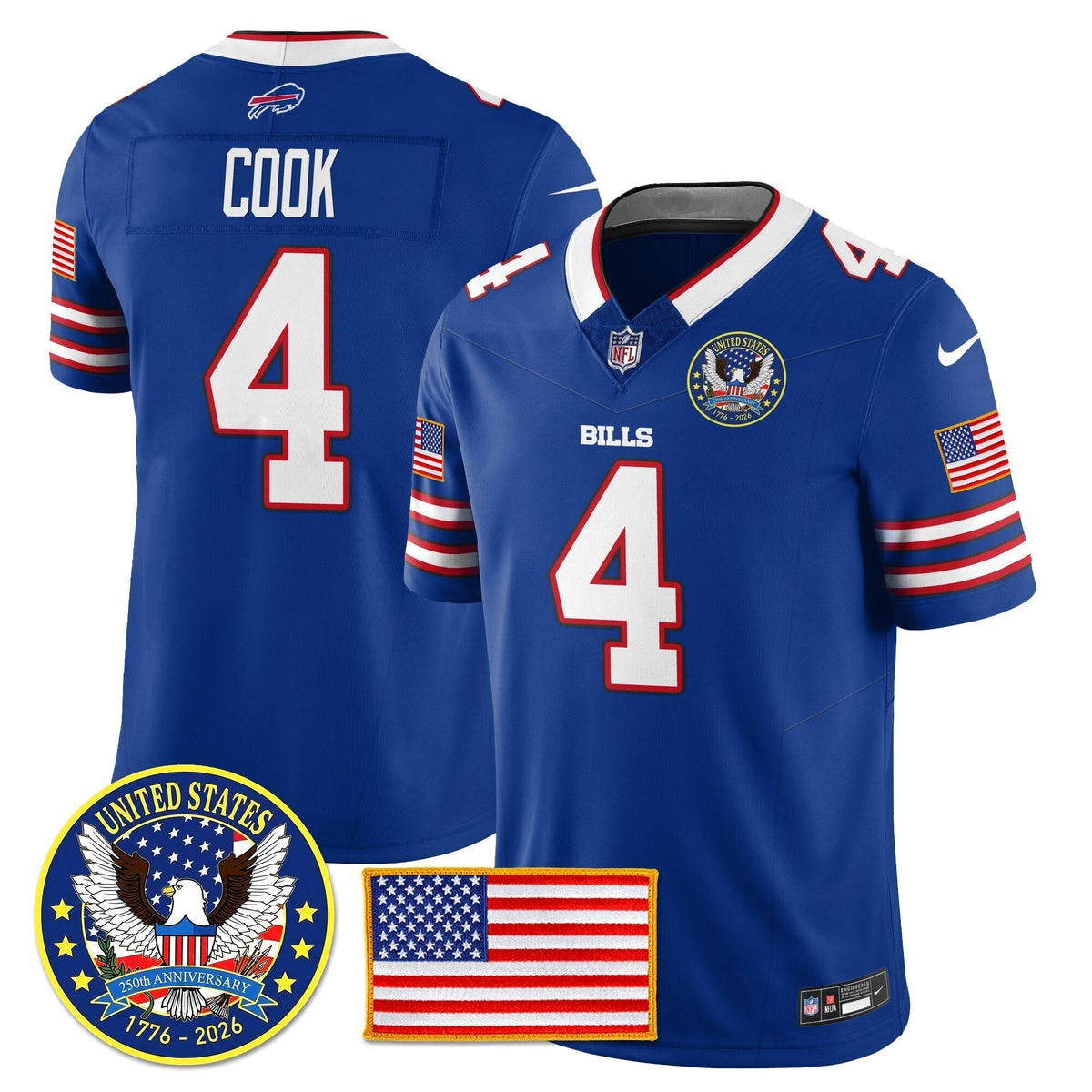 BUF "United States 250th Anniversary Patch" Vapor Limited Jersey - Stitched