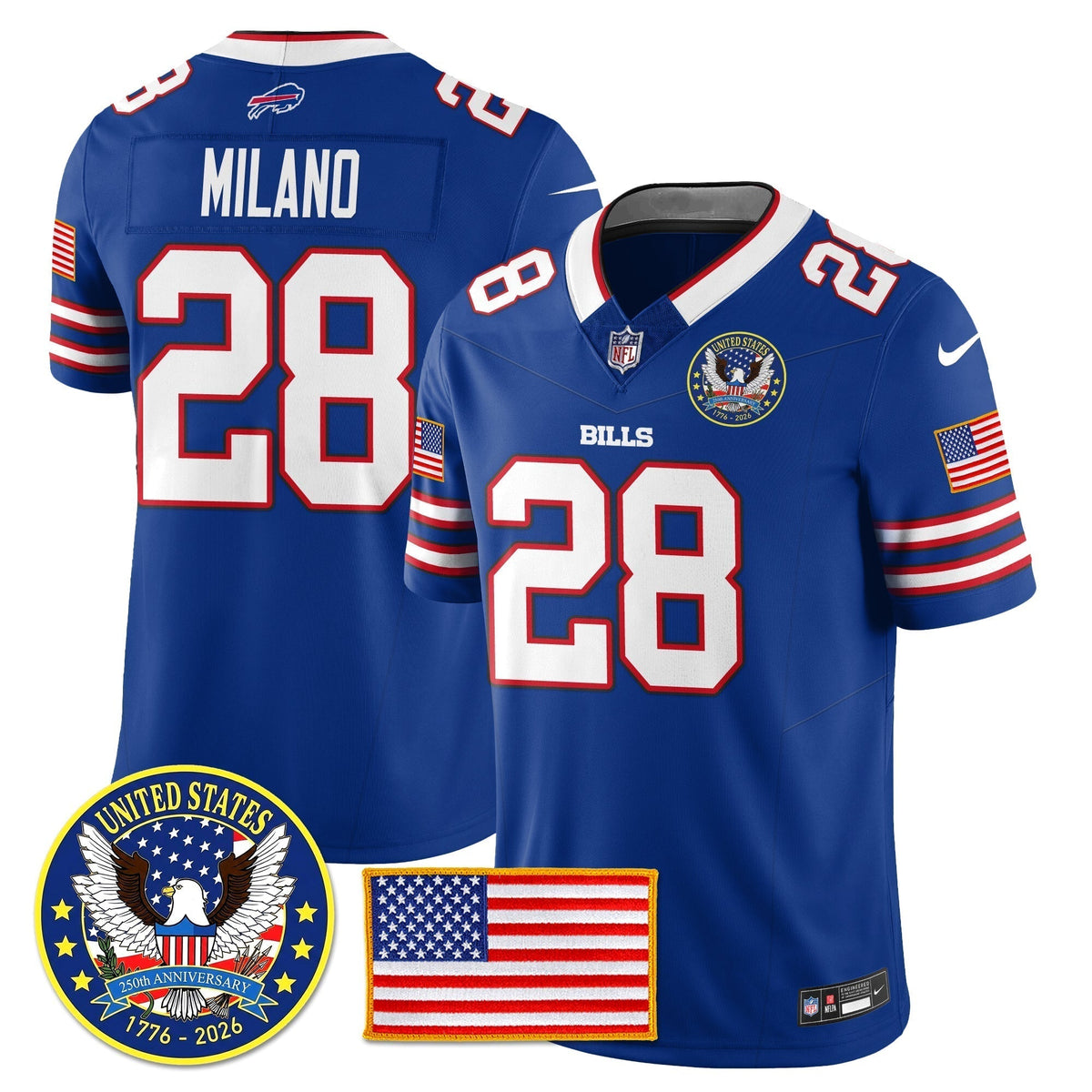 BUF "United States 250th Anniversary Patch" Vapor Limited Jersey - Stitched
