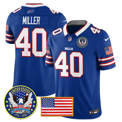 BUF "United States 250th Anniversary Patch" Vapor Limited Jersey - Stitched