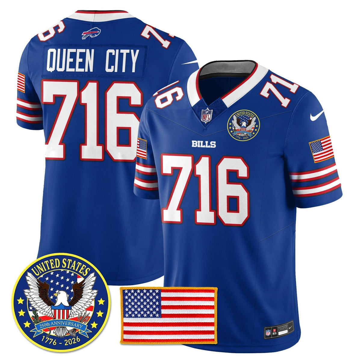 BUF "United States 250th Anniversary Patch" Vapor Limited Jersey - Stitched