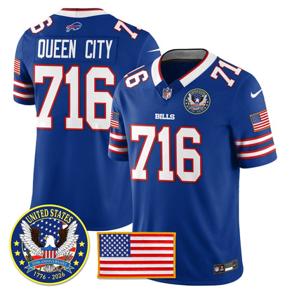 BUF "United States 250th Anniversary Patch" Vapor Limited Jersey - Stitched