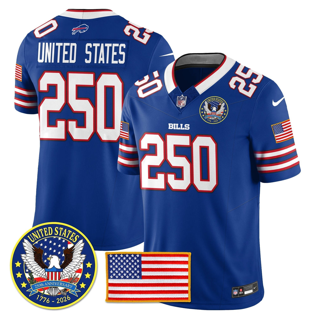 BUF "United States 250th Anniversary Patch" Vapor Limited Jersey - Stitched