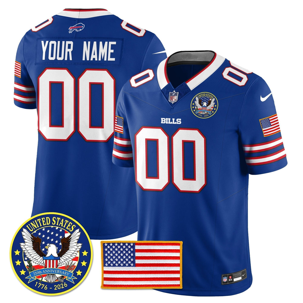 BUF "United States 250th Anniversary Patch" Vapor Limited Jersey - Stitched