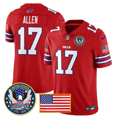 BUF "United States 250th Anniversary Patch" Vapor Limited Jersey - Stitched