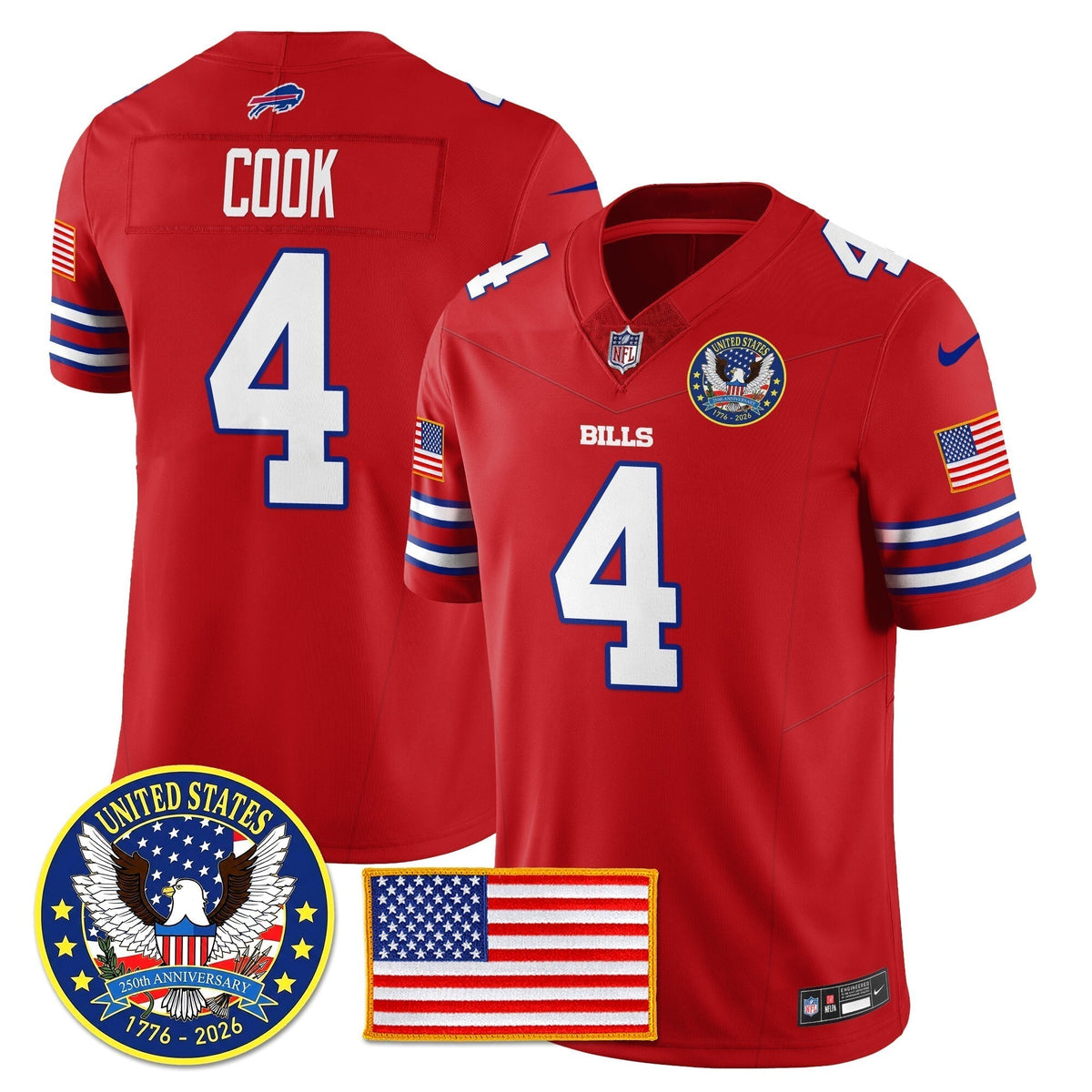 BUF "United States 250th Anniversary Patch" Vapor Limited Jersey - Stitched