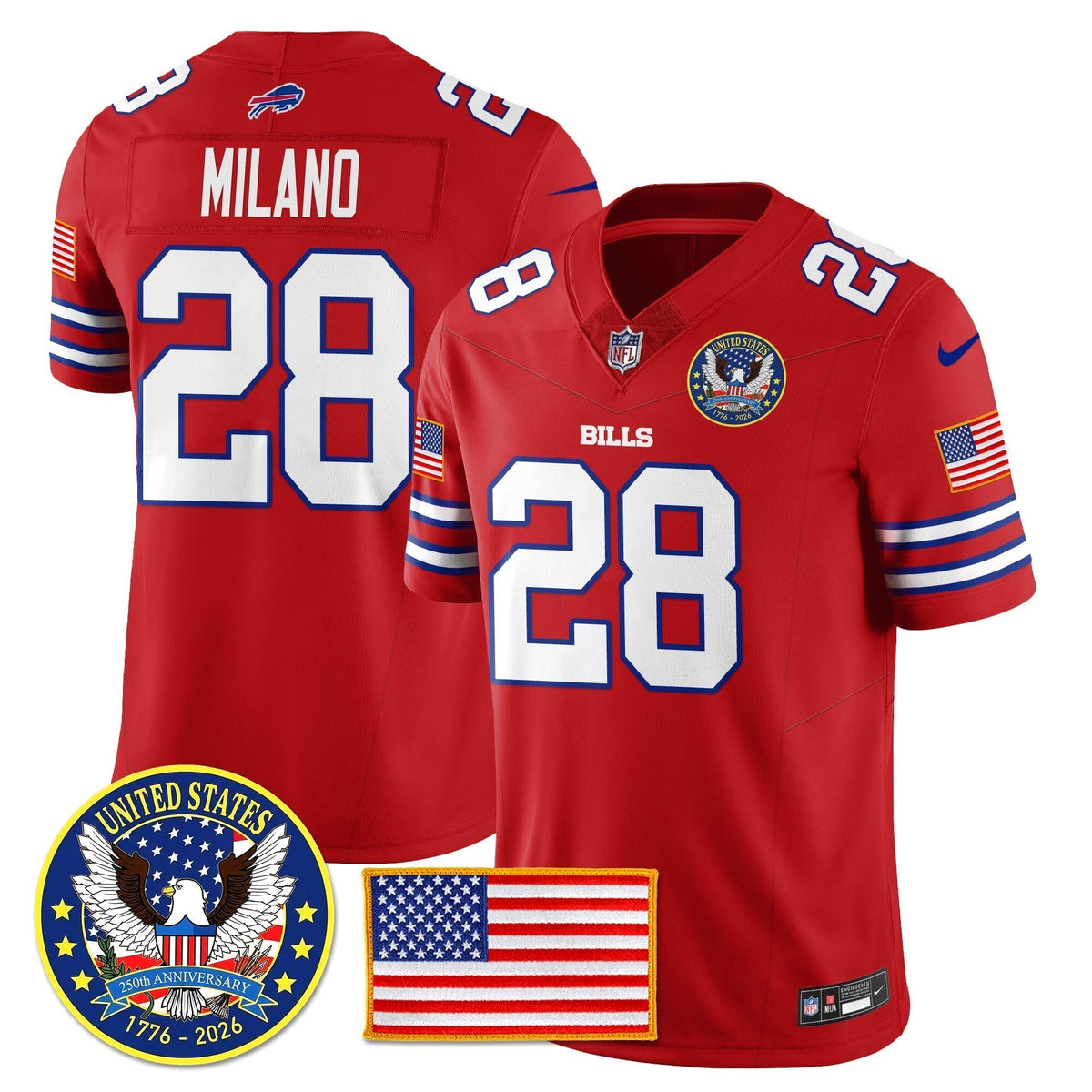 BUF "United States 250th Anniversary Patch" Vapor Limited Jersey - Stitched