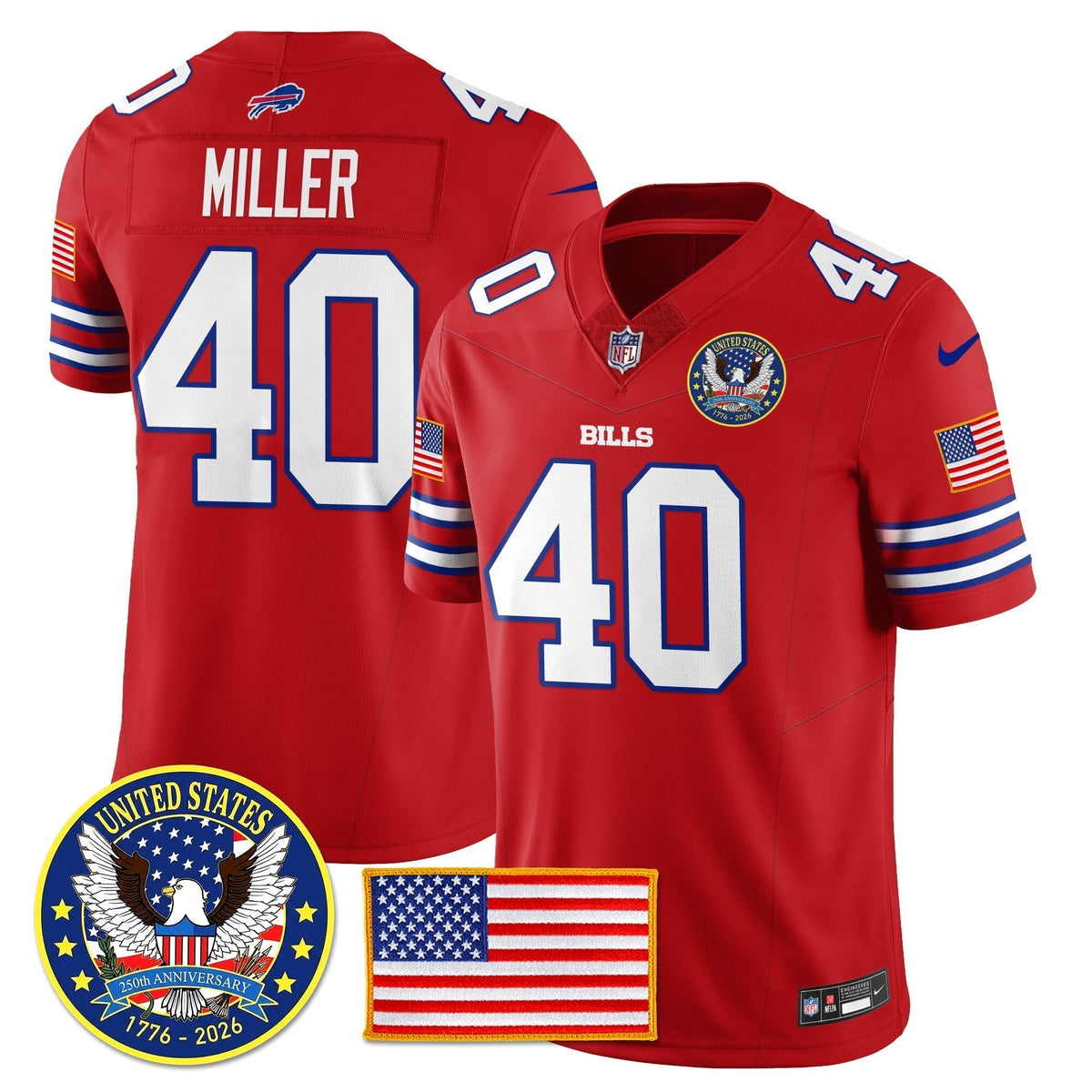 BUF "United States 250th Anniversary Patch" Vapor Limited Jersey - Stitched