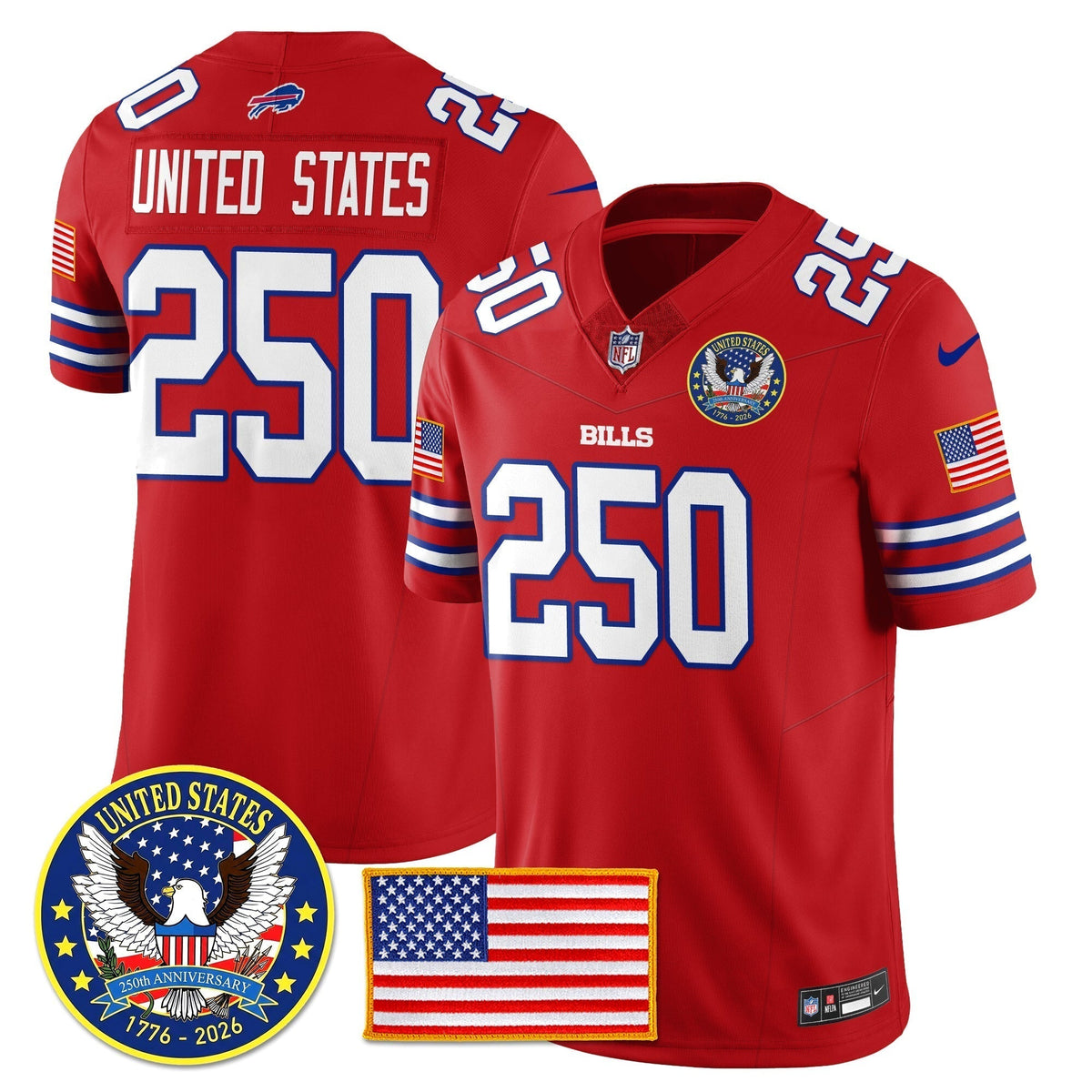 BUF "United States 250th Anniversary Patch" Vapor Limited Jersey - Stitched