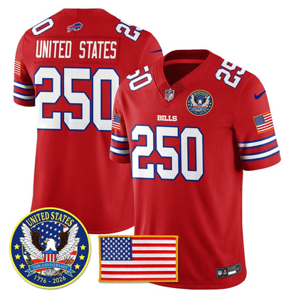 BUF "United States 250th Anniversary Patch" Vapor Limited Jersey - Stitched