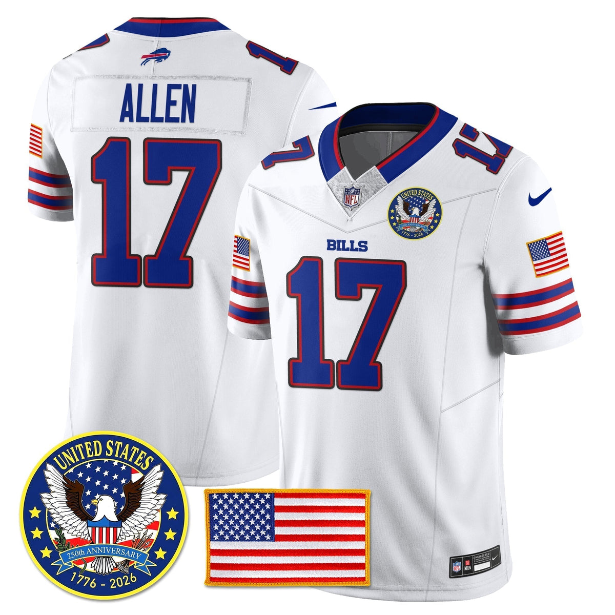 BUF "United States 250th Anniversary Patch" Vapor Limited Jersey - Stitched