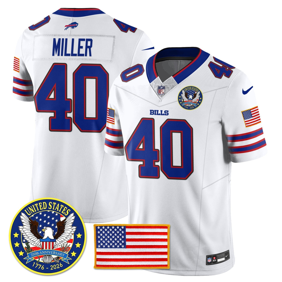 BUF "United States 250th Anniversary Patch" Vapor Limited Jersey - Stitched