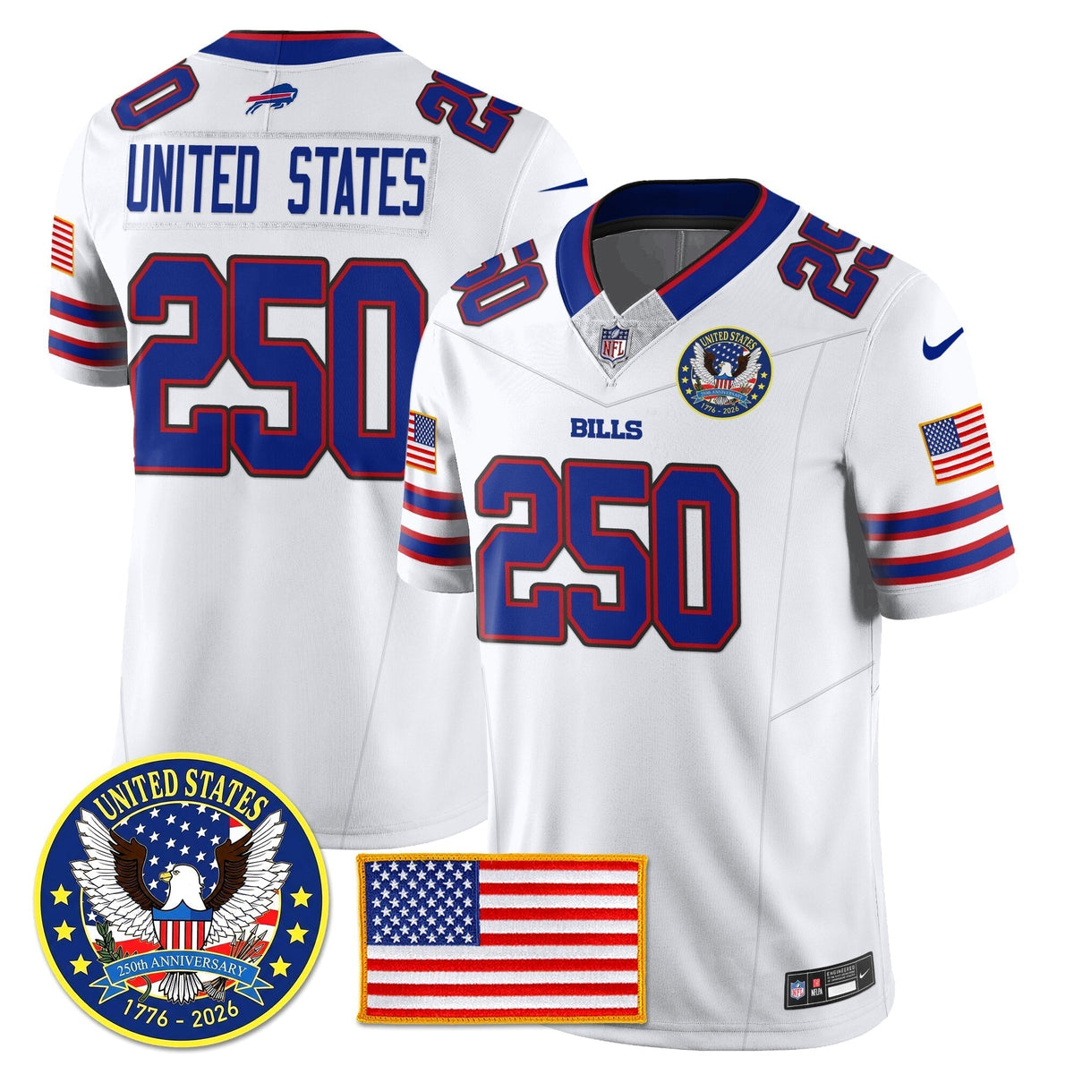 BUF "United States 250th Anniversary Patch" Vapor Limited Jersey - Stitched