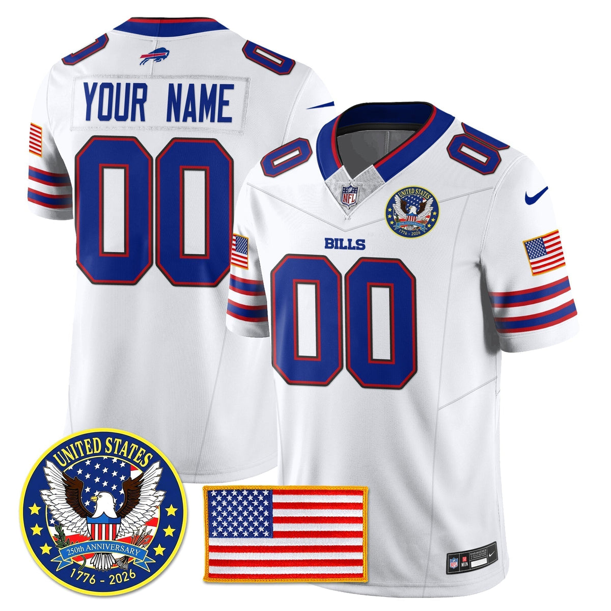 BUF "United States 250th Anniversary Patch" Vapor Limited Jersey - Stitched