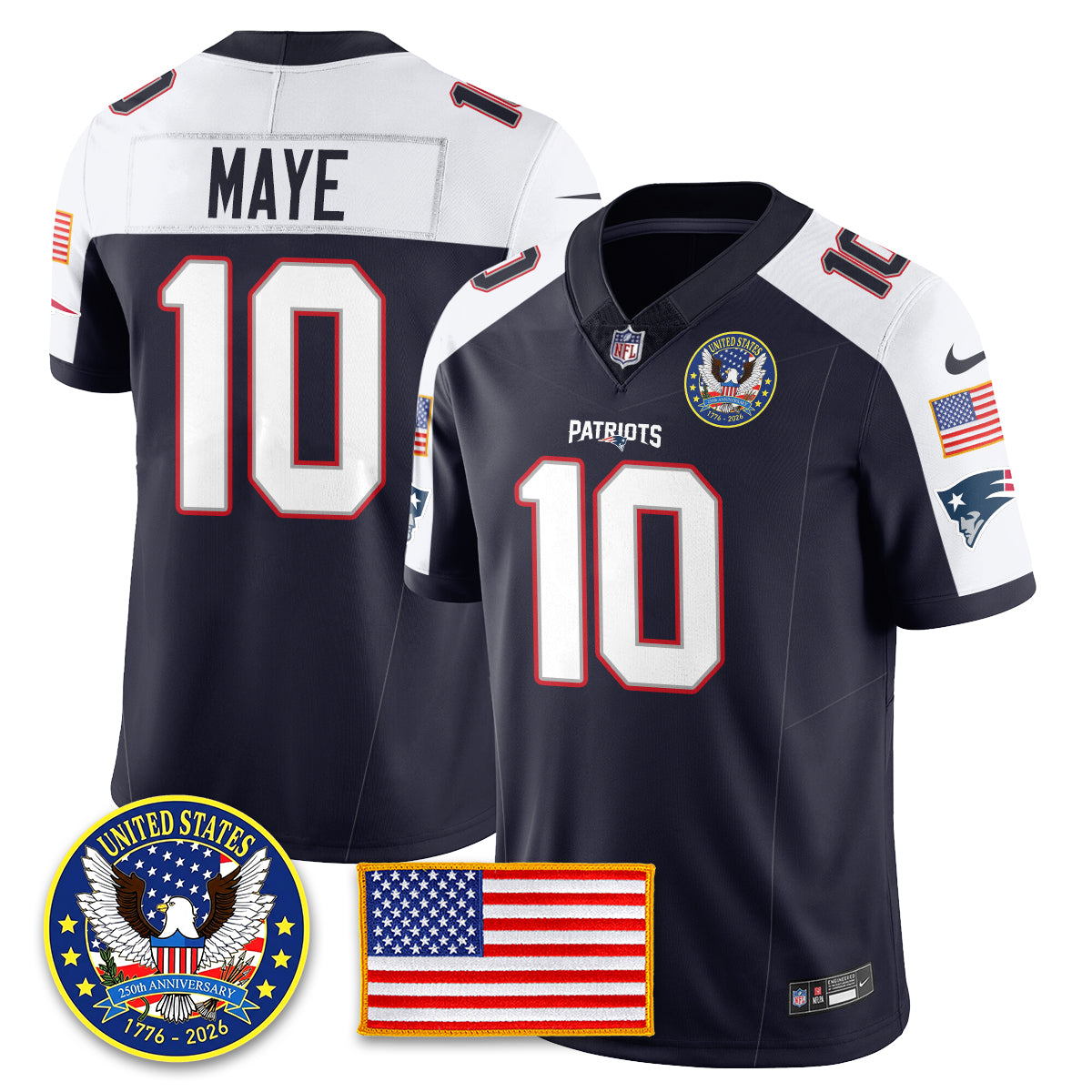 NE "United States 250th Anniversary Patch" Vapor Limited Jersey - Stitched