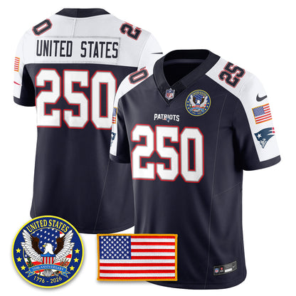 NE "United States 250th Anniversary Patch" Vapor Limited Jersey - Stitched