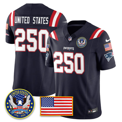 NE "United States 250th Anniversary Patch" Vapor Limited Jersey - Stitched