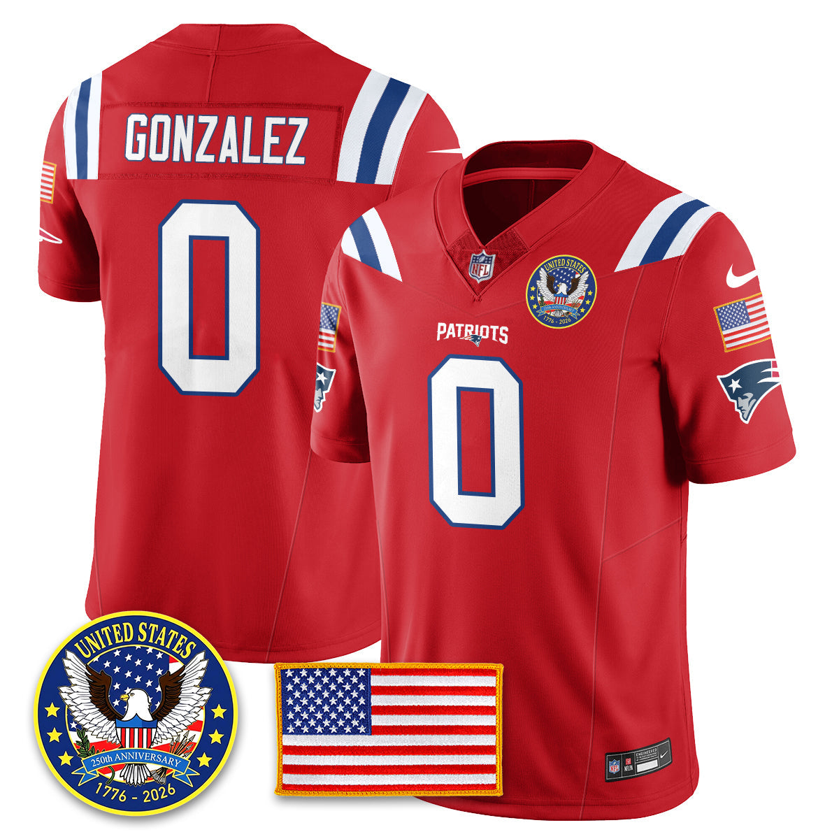 NE "United States 250th Anniversary Patch" Vapor Limited Jersey - Stitched