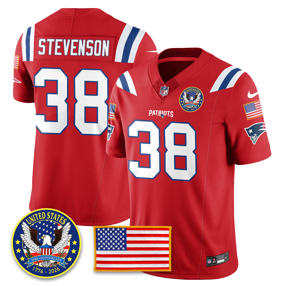 NE "United States 250th Anniversary Patch" Vapor Limited Jersey - Stitched