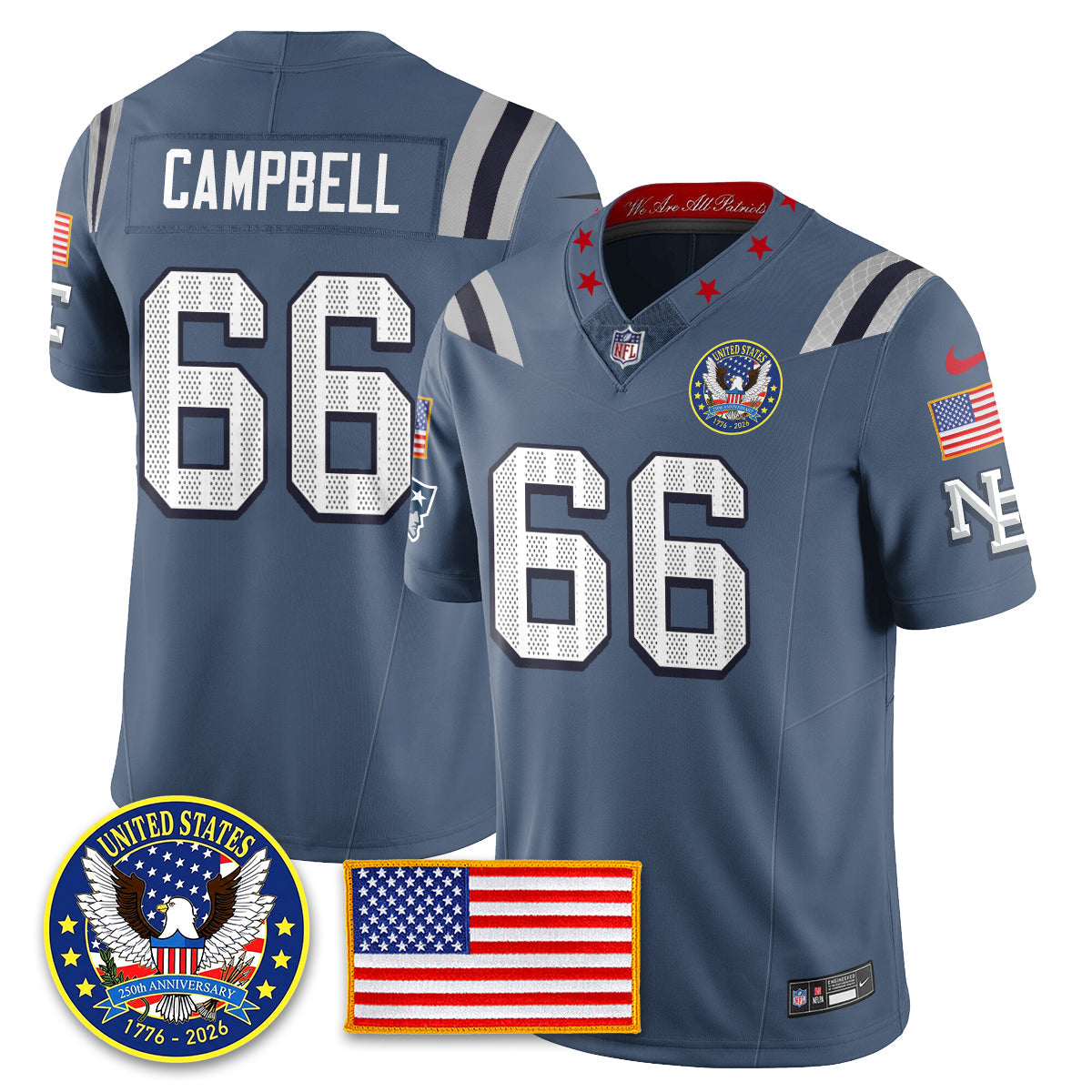 NE "United States 250th Anniversary Patch" Vapor Limited Jersey - Stitched