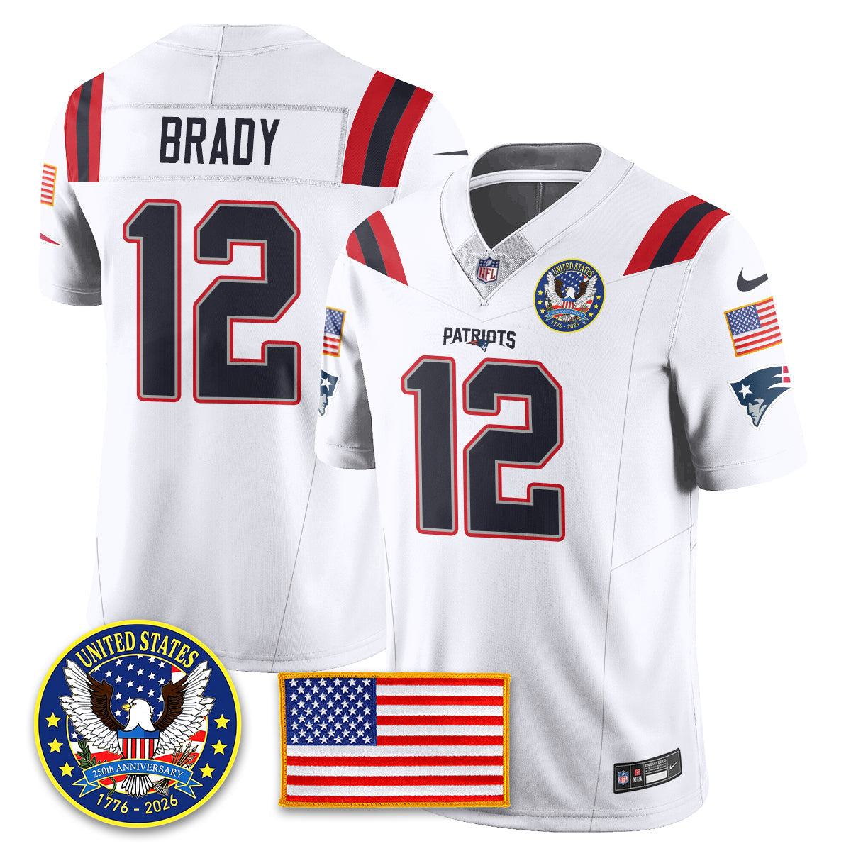 NE "United States 250th Anniversary Patch" Vapor Limited Jersey - Stitched