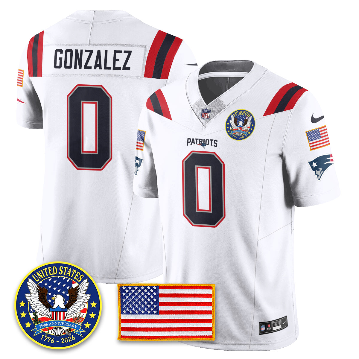NE "United States 250th Anniversary Patch" Vapor Limited Jersey - Stitched