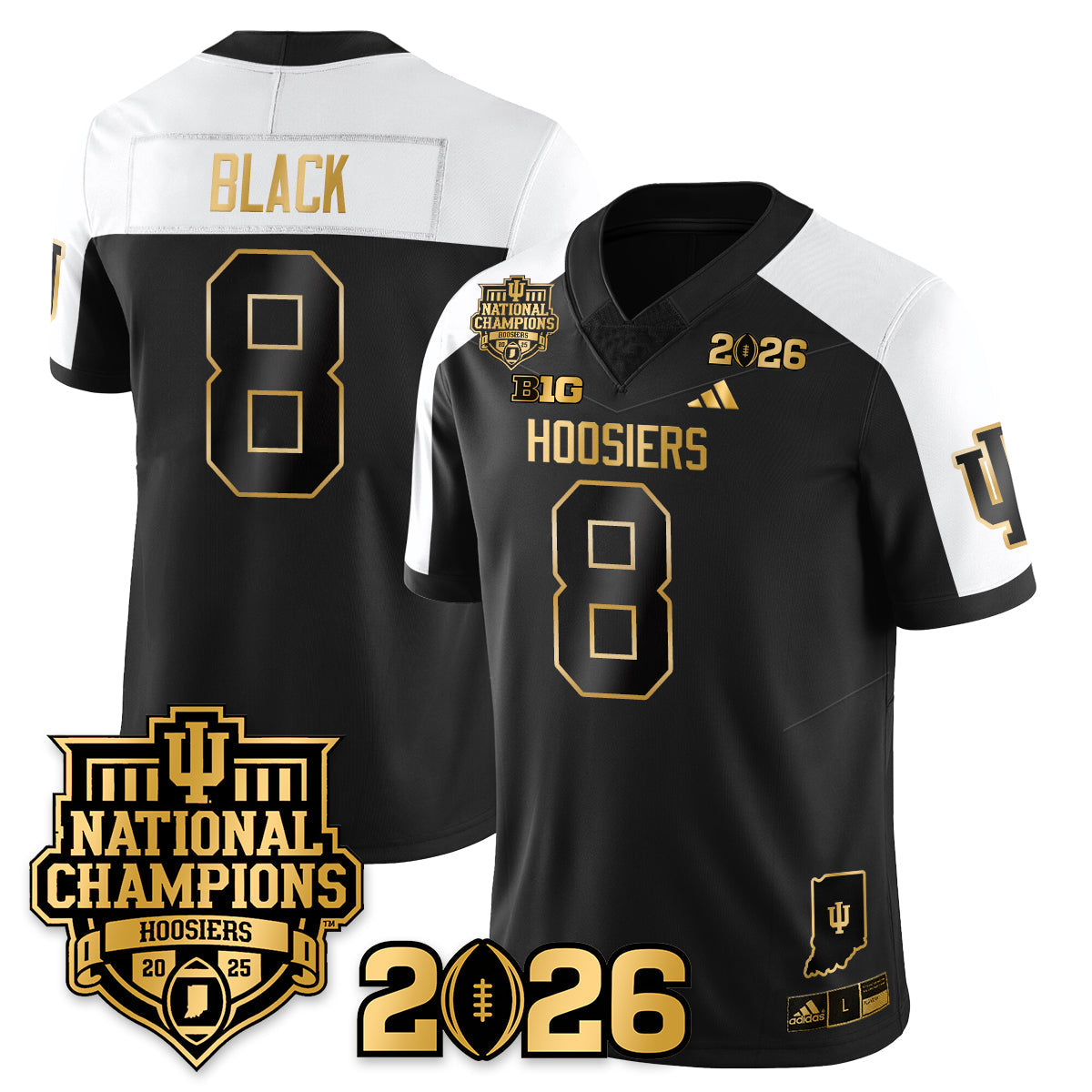 Indiana H Vapor Limited Football Gold Jersey - 2025 National Champions - Stitched