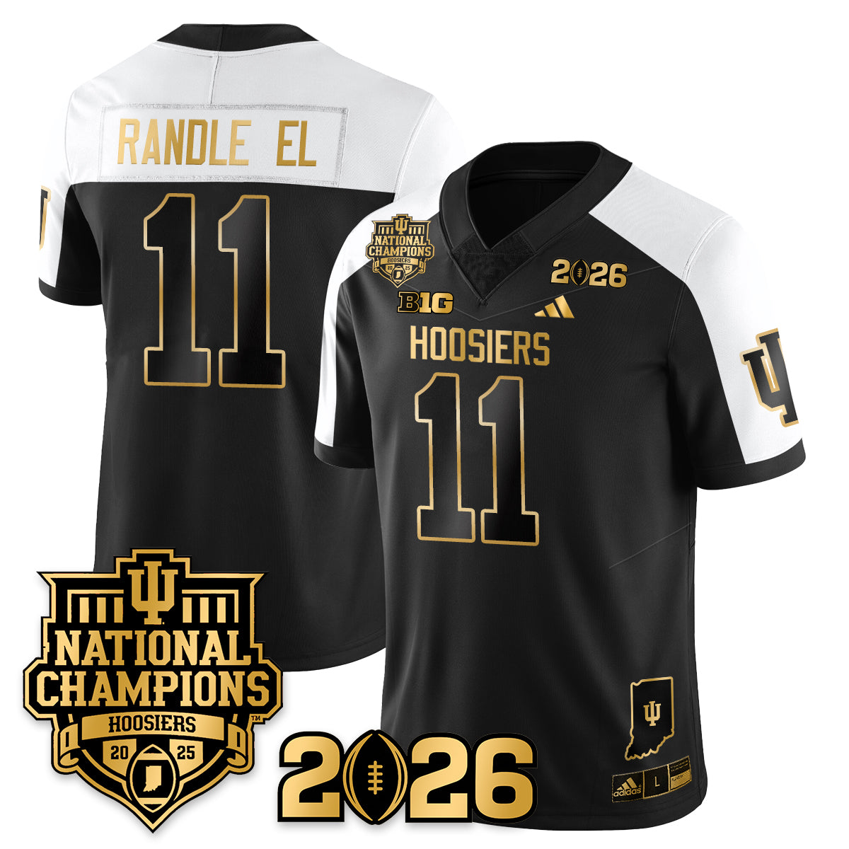 Indiana H Vapor Limited Football Gold Jersey - 2025 National Champions - Stitched