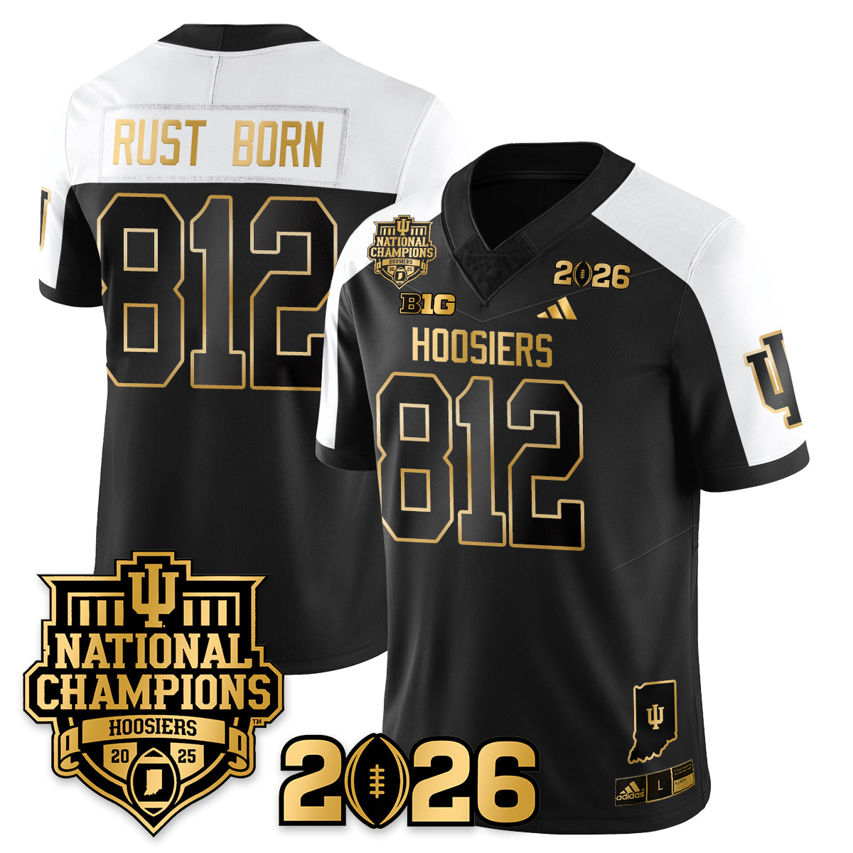 Indiana H Vapor Limited Football Gold Jersey - 2025 National Champions - Stitched