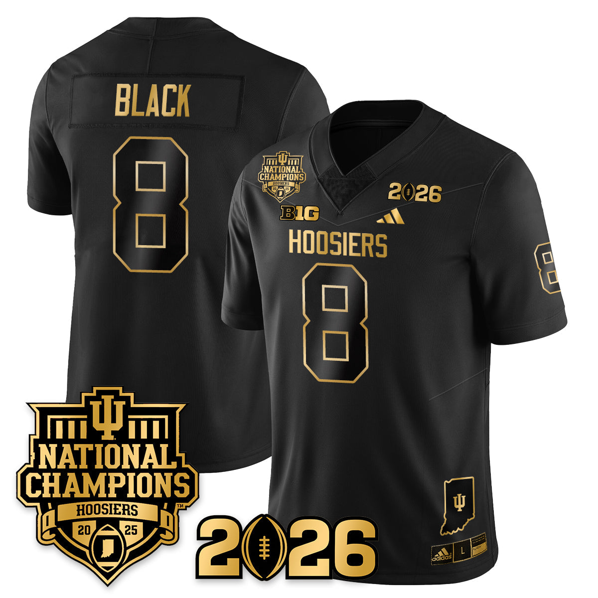 Indiana H Vapor Limited Football Gold Jersey - 2025 National Champions - Stitched