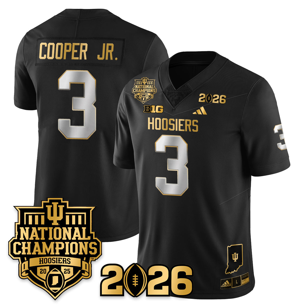 Indiana H Vapor Limited Football Gold Jersey - 2025 National Champions - Stitched