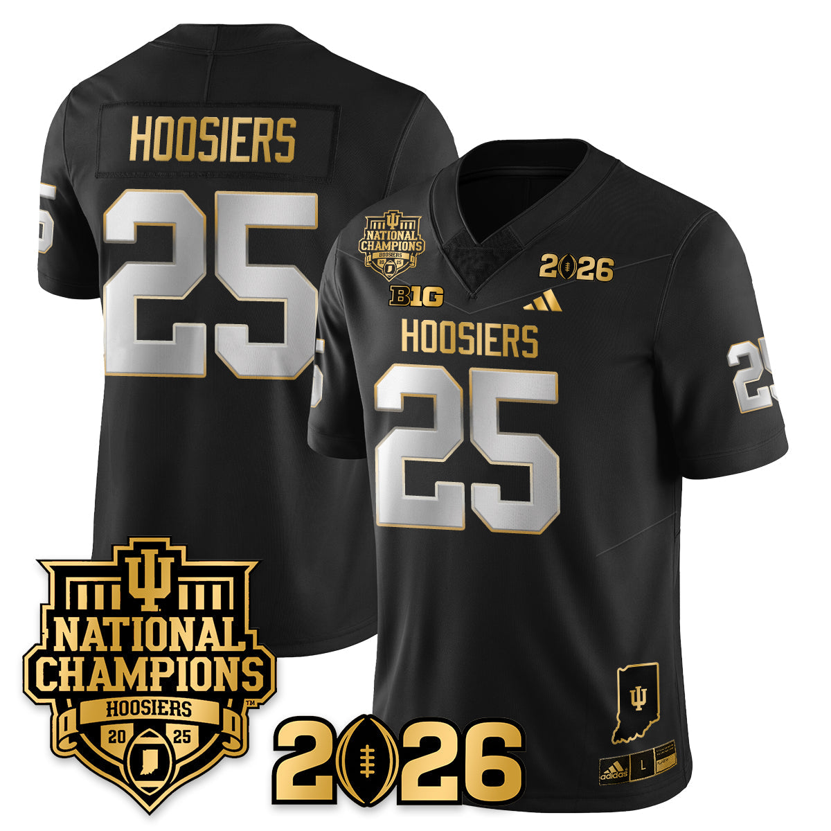 Indiana H Vapor Limited Football Gold Jersey - 2025 National Champions - Stitched