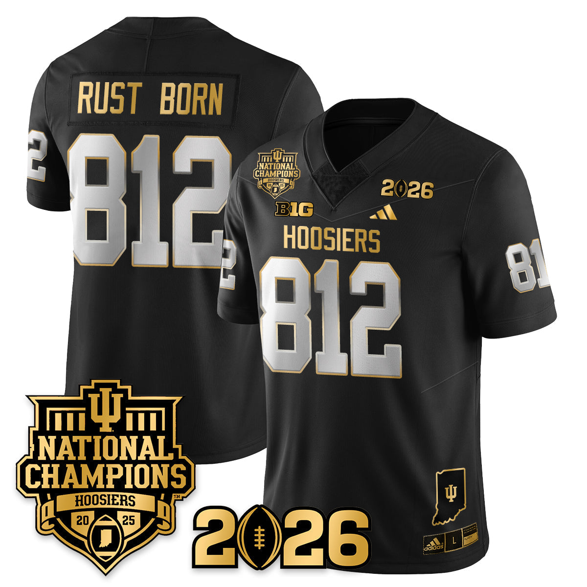 Indiana H Vapor Limited Football Gold Jersey - 2025 National Champions - Stitched